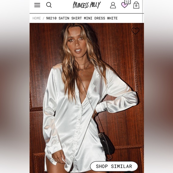 90210 satin shirt mini dress 90210 SATIN SHIRT MINI DRESS WHITE